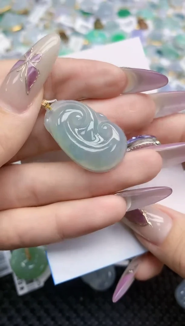 翡翠挂件18K金镶嵌334   天然翡翠A货