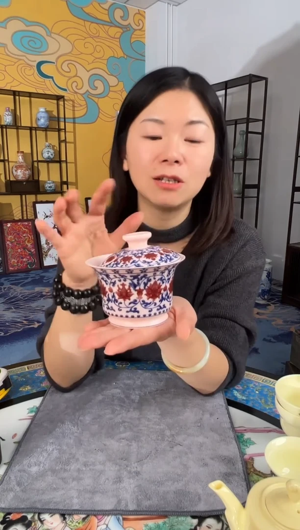 摆件瓷景德镇瓷器盖碗