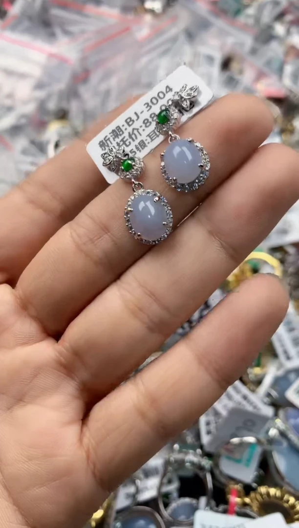 银S925镶嵌戒指翡翠666---6