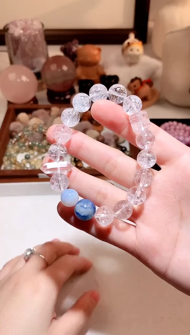 未镶嵌手串水晶白阿塞diy手串 多样性发一