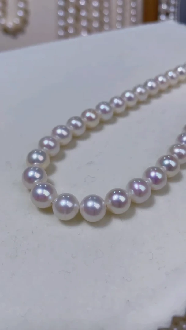 【闪购商品】淡水珍珠项链银S925镶嵌8-9MM