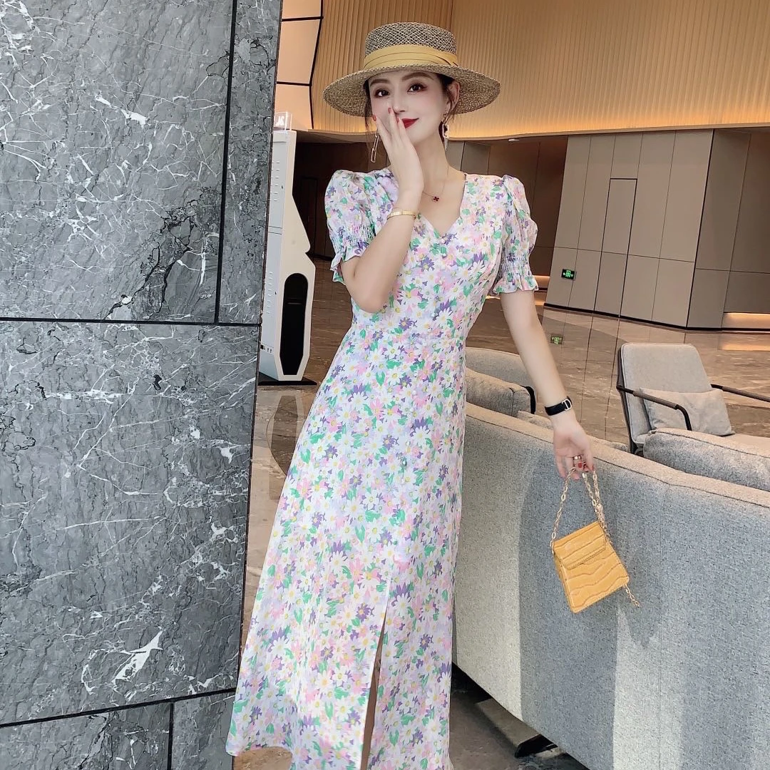 2025夏季新款南油设计师款原创印花真丝连衣裙长裙碎花时尚