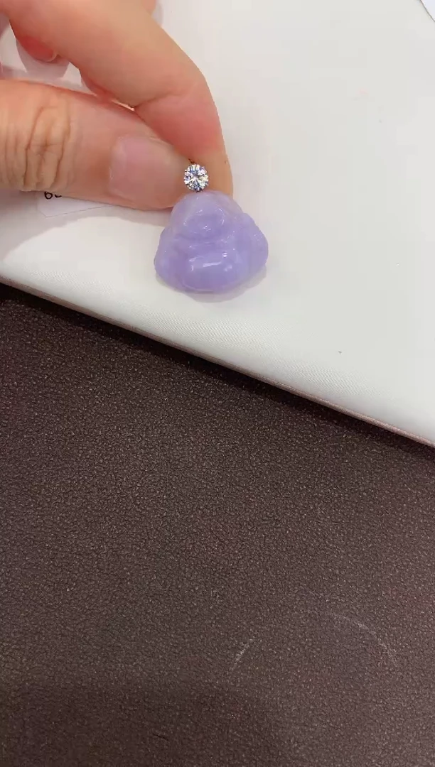 翡翠18K金镶嵌吊坠(赠链)天然缅甸a货翡翠