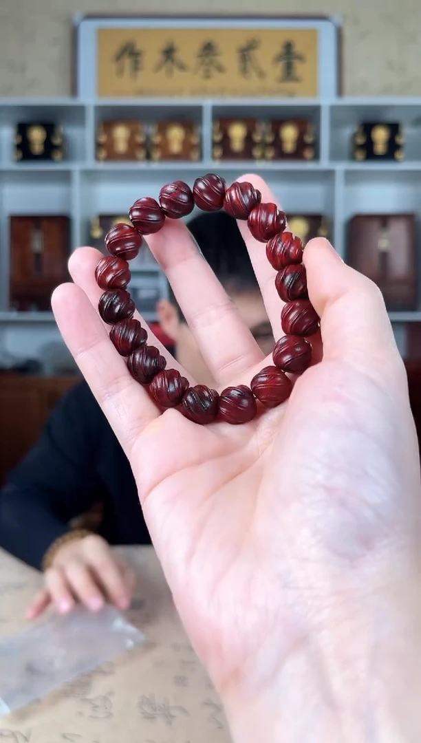 檀香紫檀（小叶紫檀）11*12 扭花单圈手串