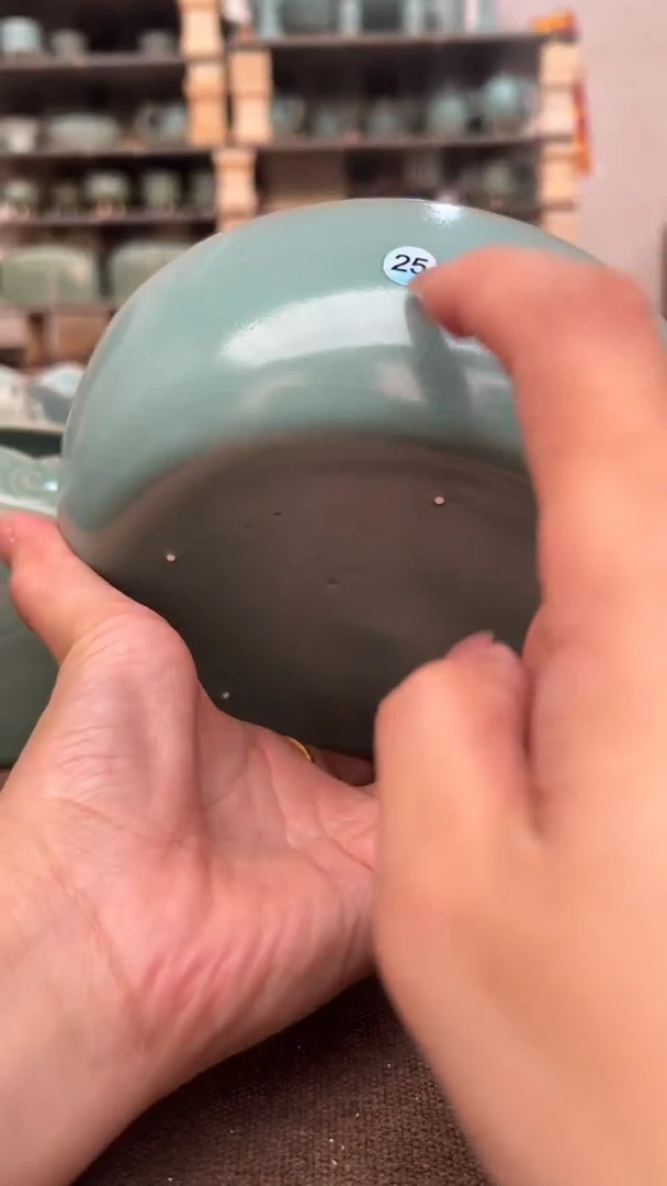 瓷片仿古天青深腹洗大瑕大瑕25