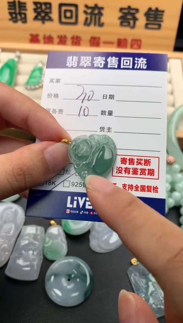 翡翠18K金镶嵌颈饰10140348