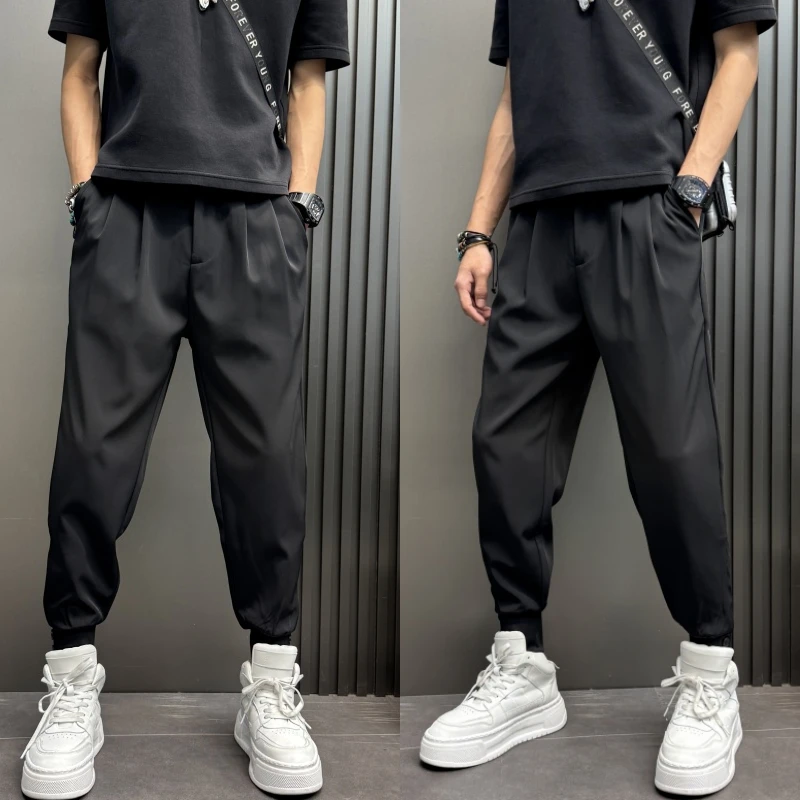 加绒男裤爆款2025新款秋冬潮常规款九分裤百搭休闲裤长云柔直筒