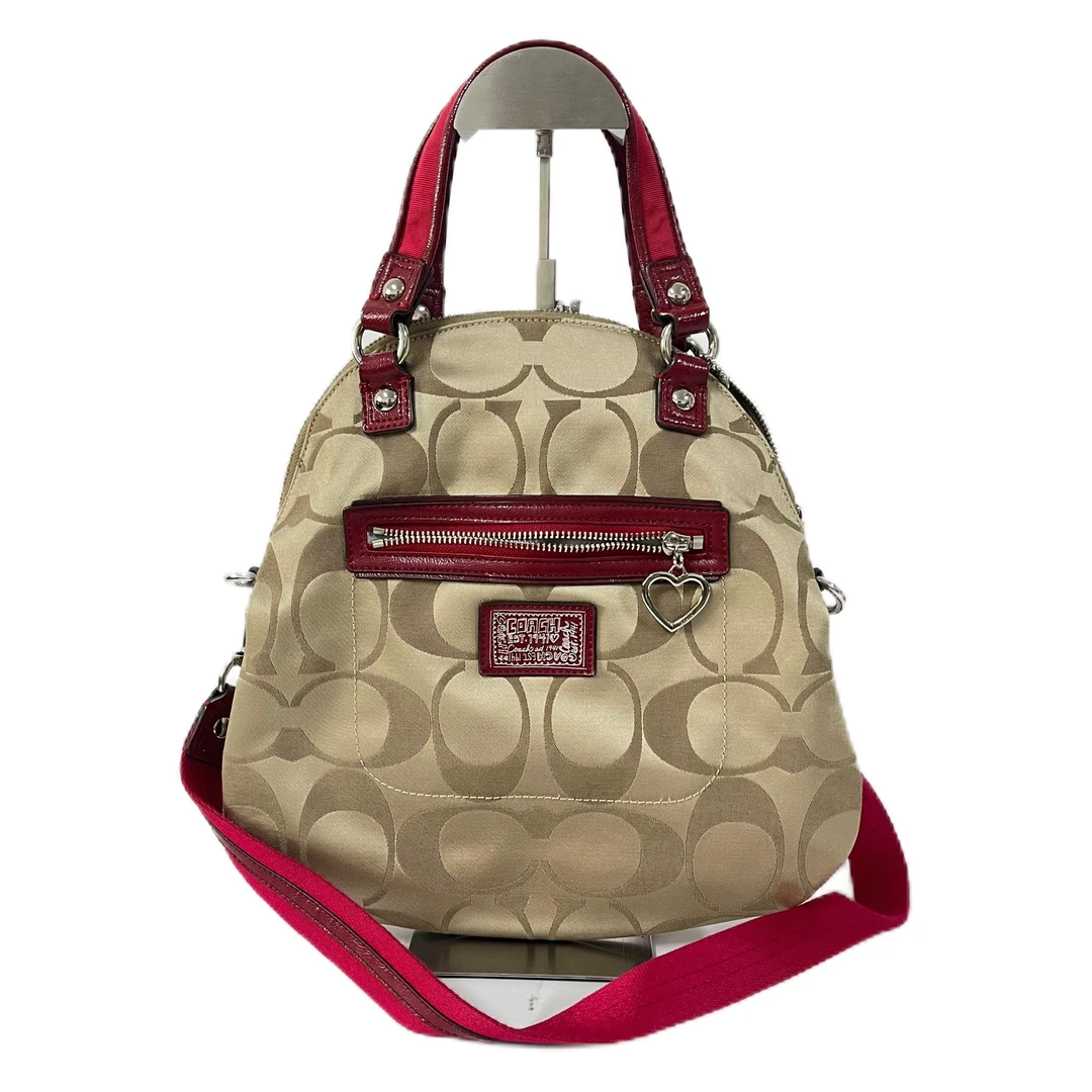 95新 COACH/蔻驰 经典老花帆布拼皮单肩手提斜挎包 MM-80682