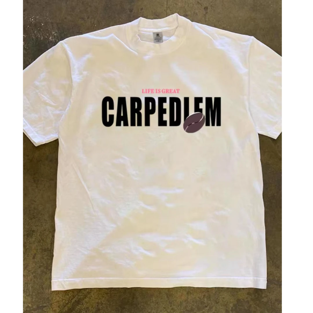 宽松型印花圆领短袖日常夏季T恤宽松半袖休闲ins男士个性潮T恤