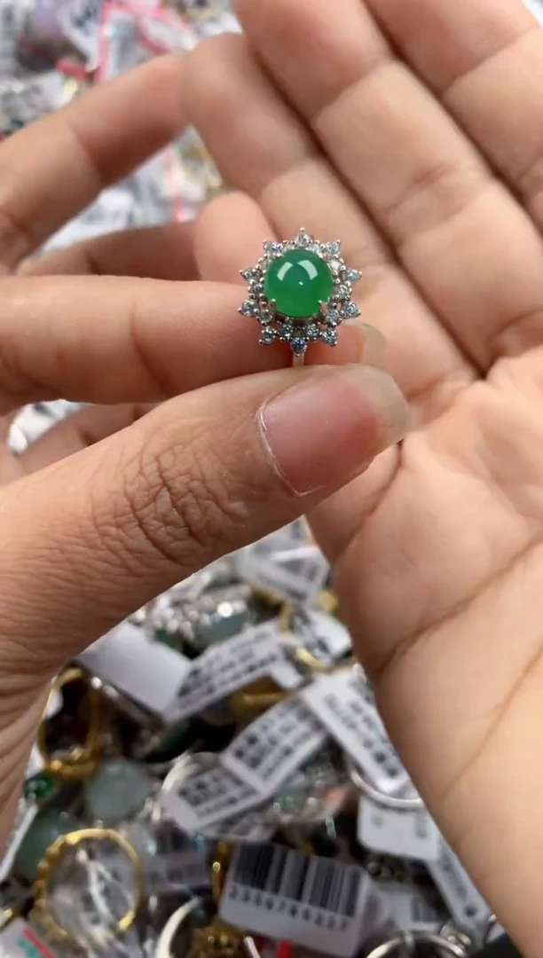 银S925镶嵌戒指翡翠7777-----4