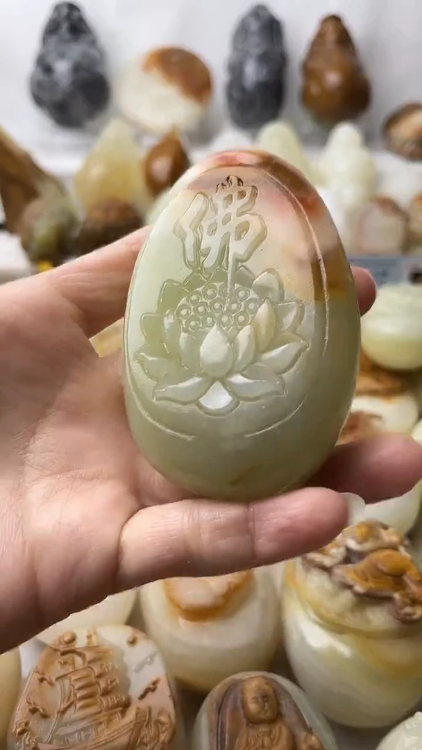 石材古青石棉纹正常不退换佛莲花