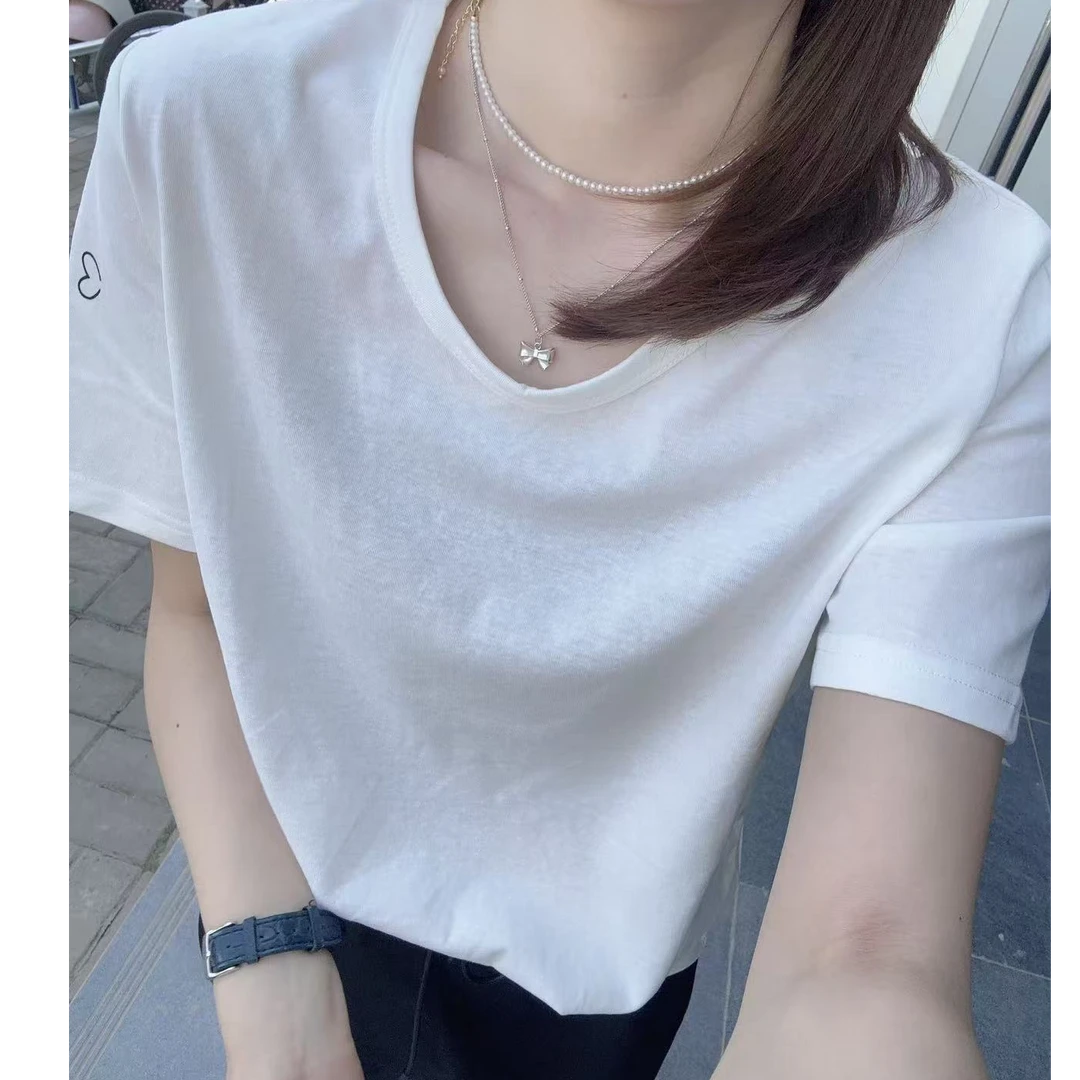 2025爱心标圆领纯色简约百搭T恤短袖