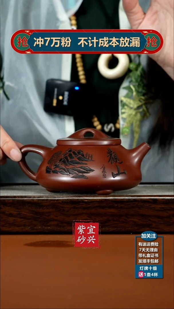 茶壶紫砂蒋静明龙血砂观山景舟石瓢300CC