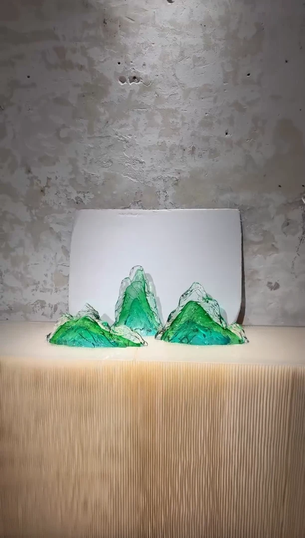 摆件璨石美学翡翠山一组艺术摆件