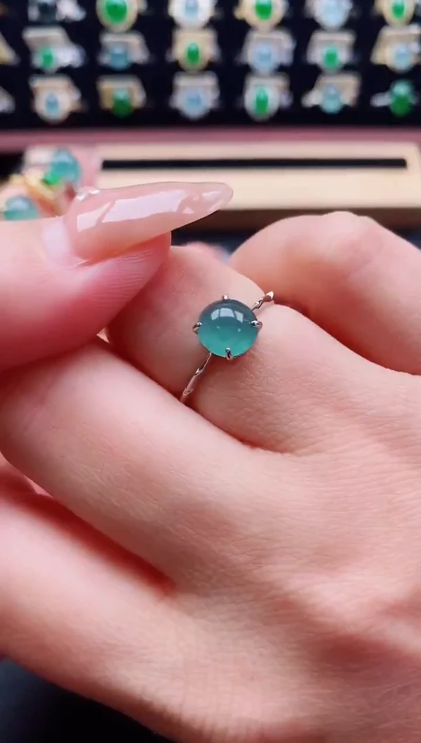 银S925镶嵌戒指翡翠1