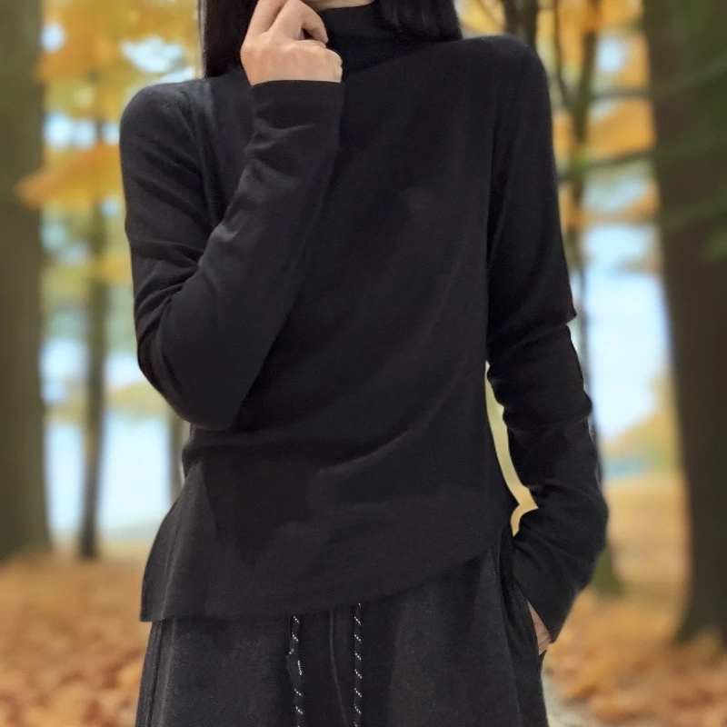 SUMU/宿慕时尚百搭半高领上衣 2025秋季 9-17新款长袖打底1610