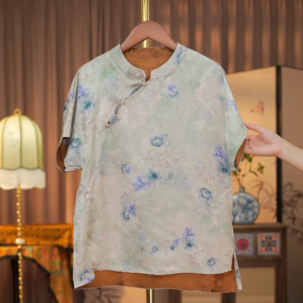 【花开半夏】双面双穿新中式国风气质衬衫上衣小衫