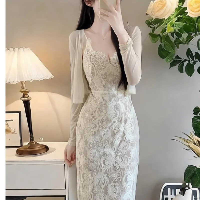 2025夏季时尚法式气质显瘦吊带裙连衣裙包臀侘寂风迷彩风