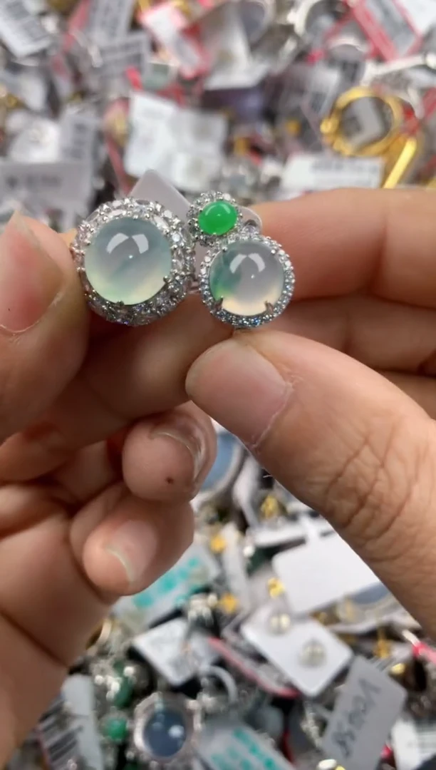 银S925镶嵌戒指翡翠333                101