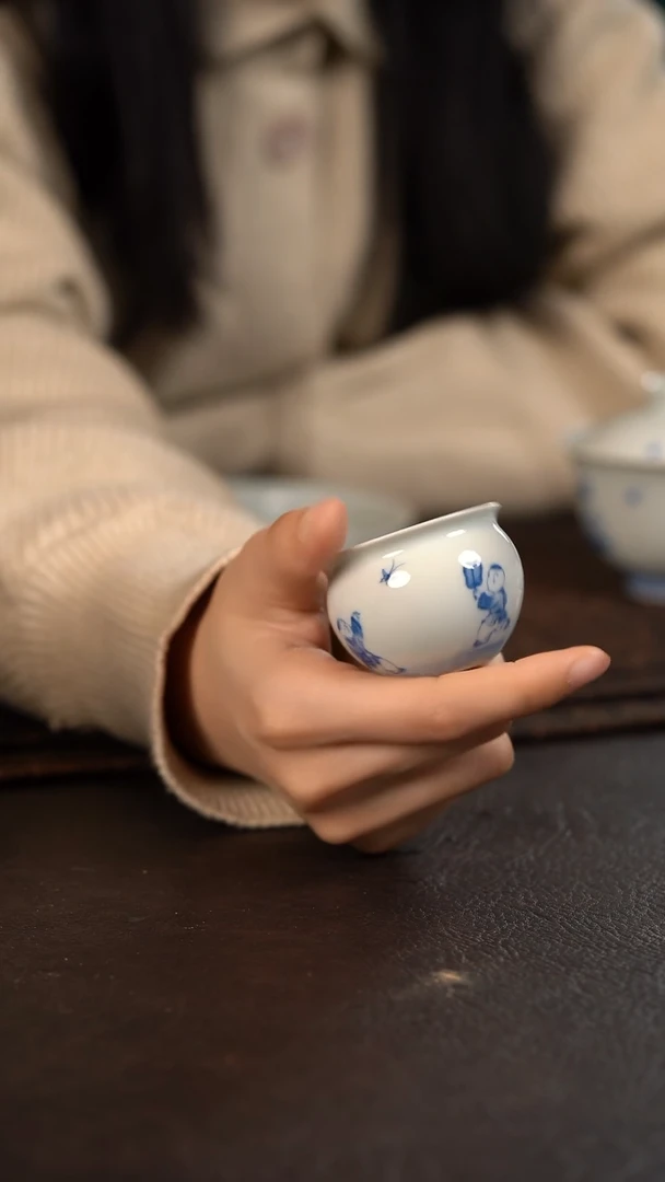 【闪购商品】杯聚澜堂童子扑蝶小缸杯芭蕉扇