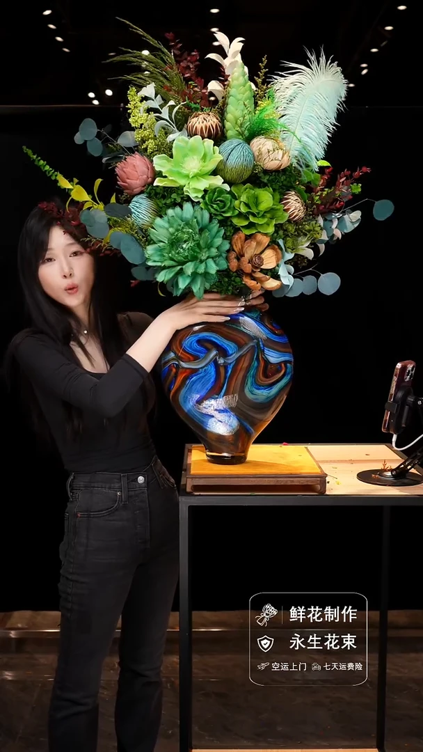 手工艺品琉璃手工花器花束空运包邮送货上门-以图片为准