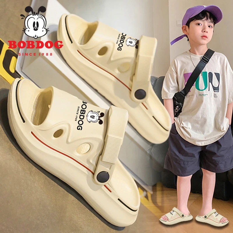 巴布豆男童拖鞋中大童凉鞋2025夏季新款防水儿童沙滩鞋男孩凉拖鞋