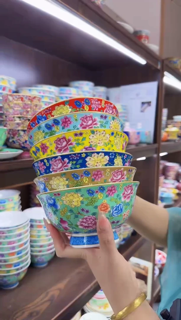 珐琅6英寸面碗6个景德镇陶瓷