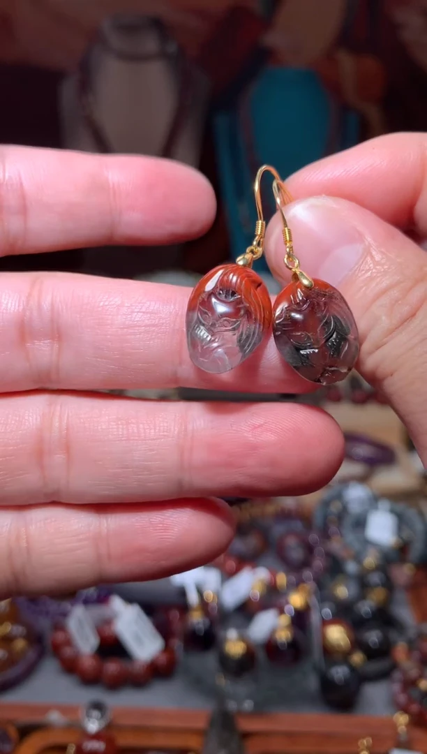 未镶嵌珠宝半成品水晶红极光凤九耳勾