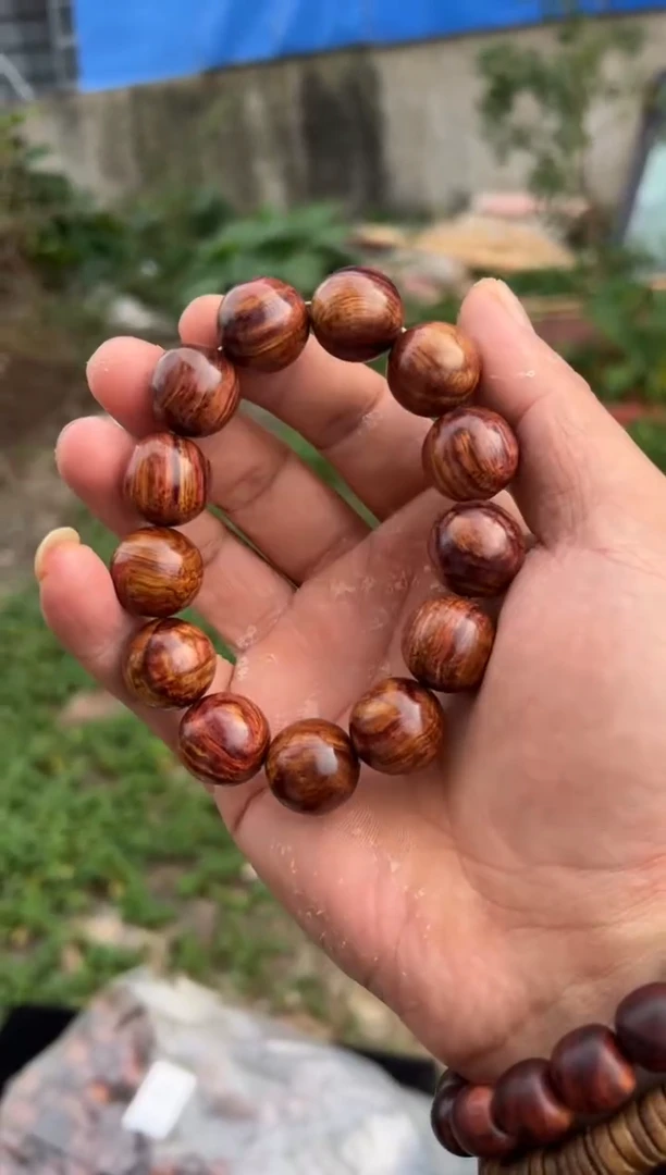 黄花梨/降香黄檀A024留疤水波1.5圆珠手串488