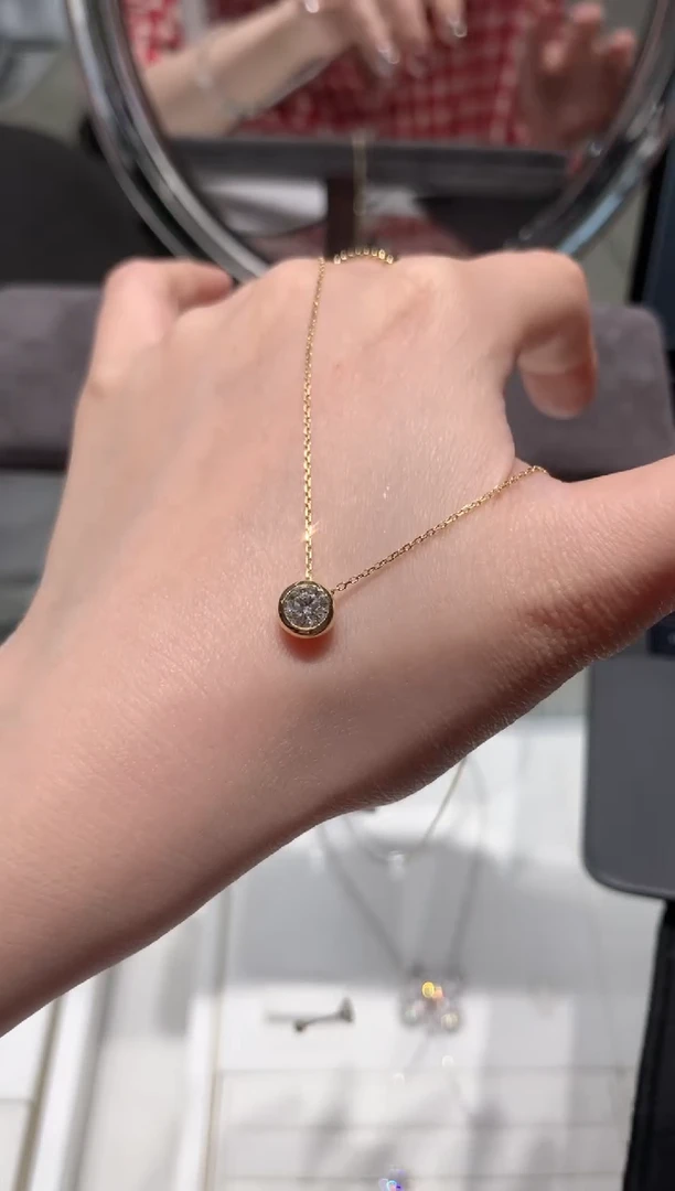 实验室培育钻石18K金镶嵌颈饰泡泡项链50分K黄