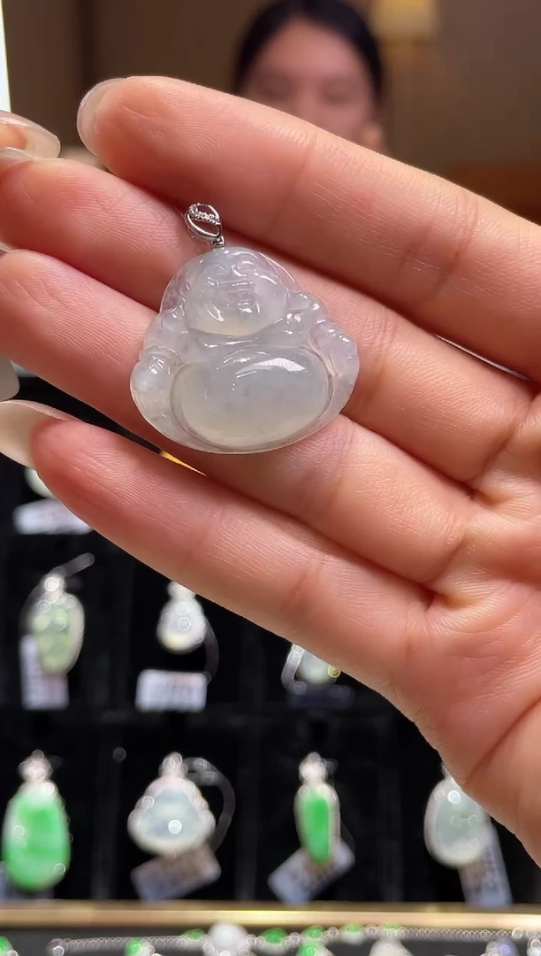 翡翠18K金镶嵌吊坠(赠链)3佛公