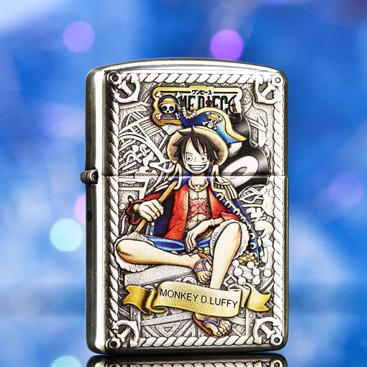Zippo打火机 海贼王路飞 正品盔甲浮雕彩绘防风煤油七夕男友礼物