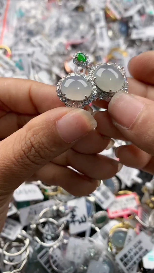 银S925镶嵌戒指翡翠777----10