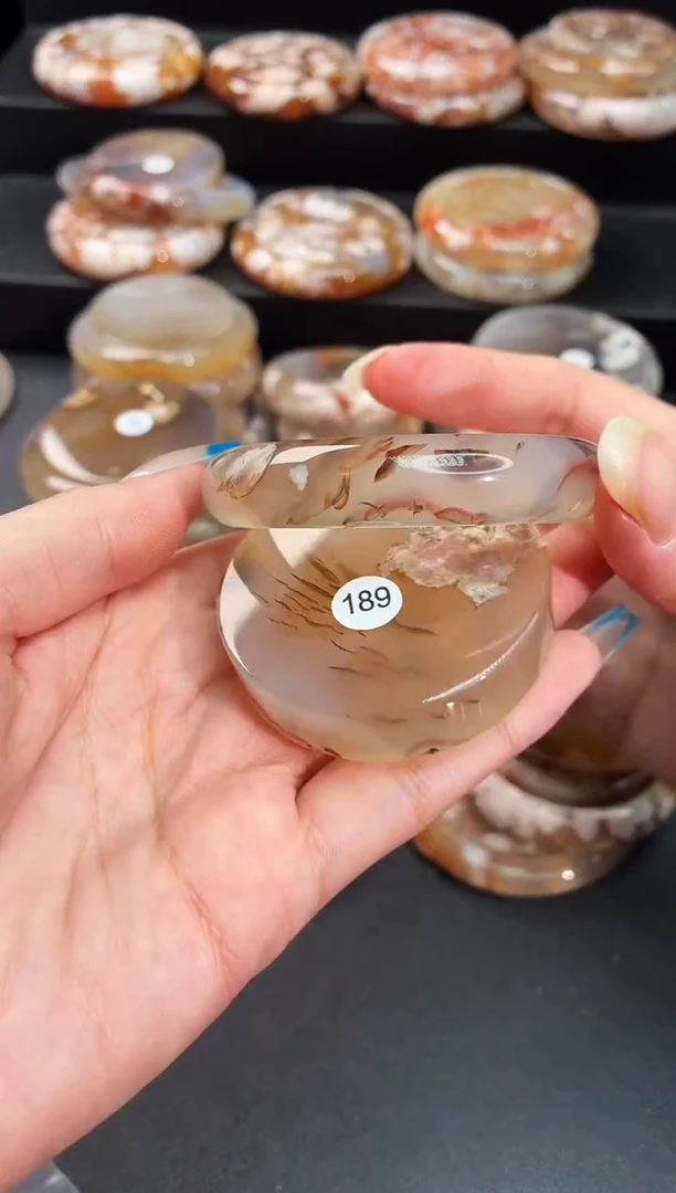 手镯玛瑙/玉髓未镶嵌石英质玉52圈50/51/52带(赠送镯心)