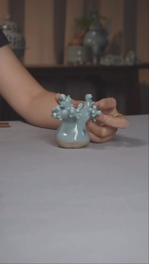 汝瓷61号微瑕珊瑚盖置