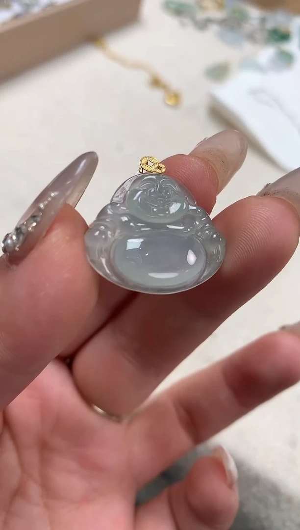 【闪购商品】翡翠吊坠(不含链)18K金镶嵌佛公