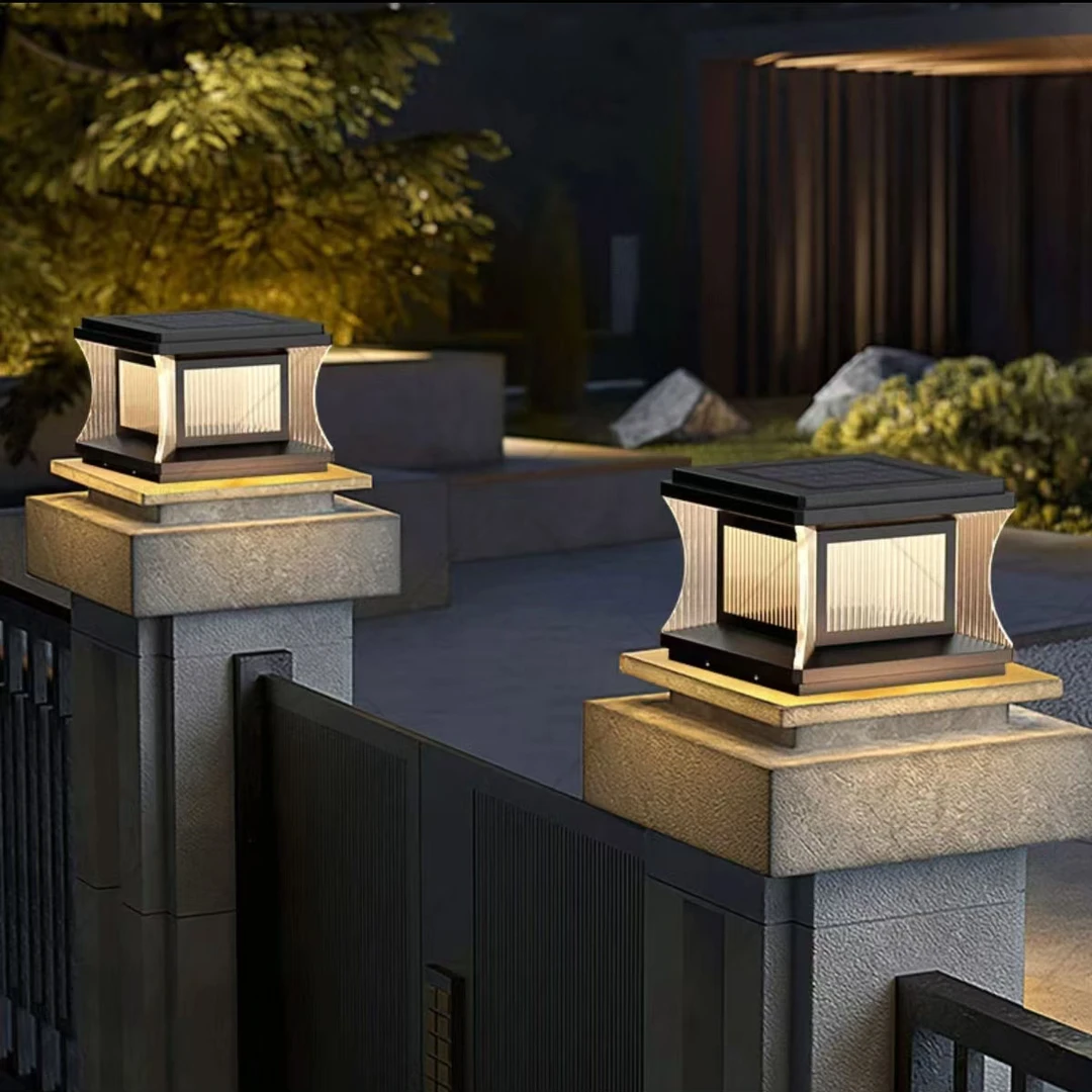 柱头灯太阳能门柱灯庭院柱子灯户外别墅大门灯防水太阳能柱头灯