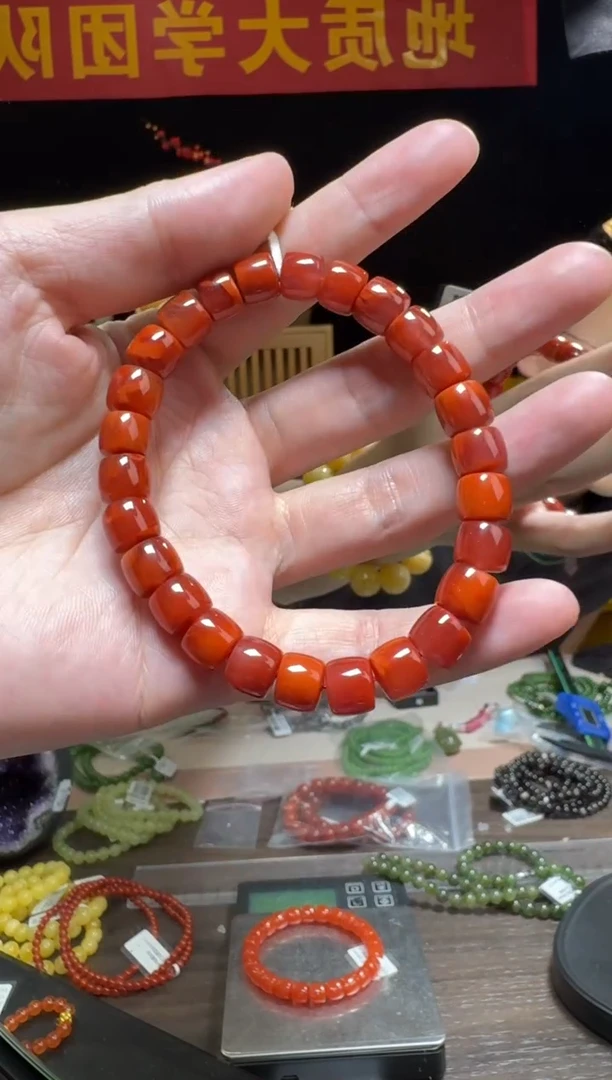 【闪购商品】南红玛瑙手串未镶嵌南红玛瑙直切桶珠单圈约9-9.5mm