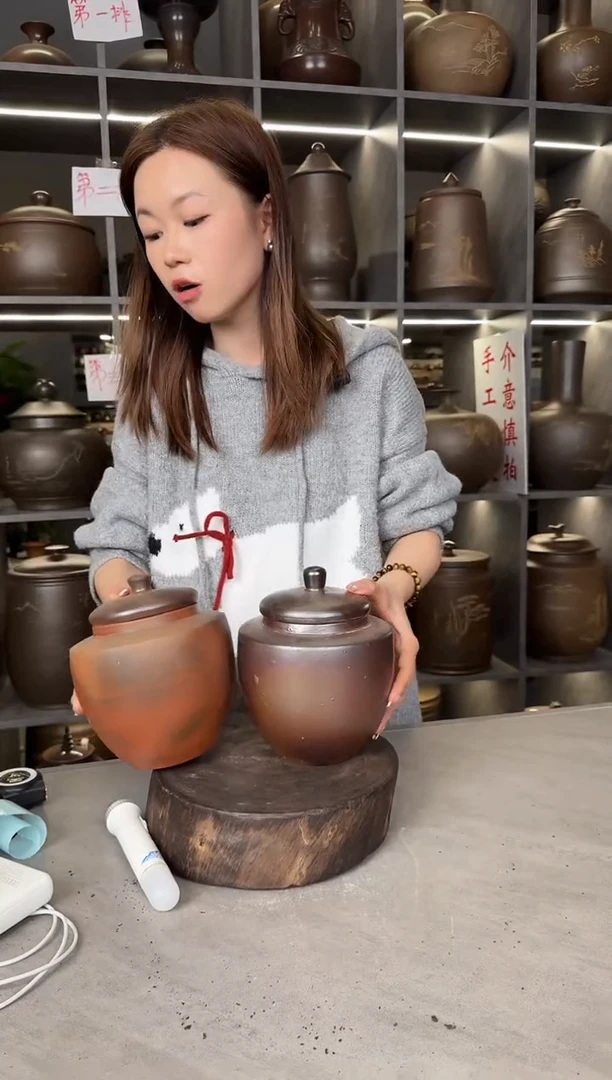 【闪购商品】罐本陶手作泥兴陶八两装茶叶罐瑕疵气泡两个