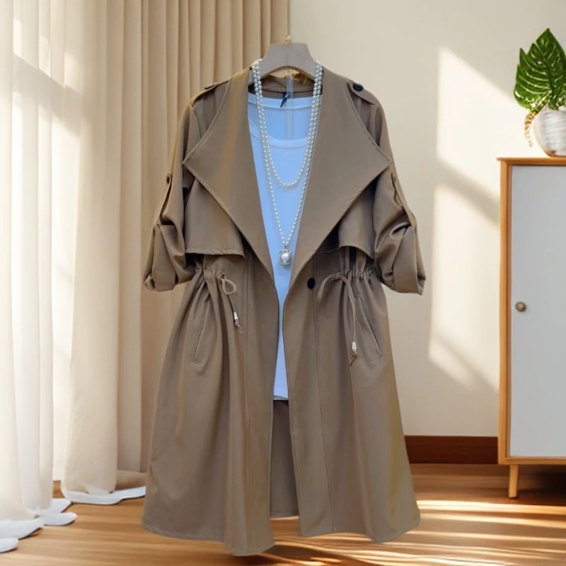 2025大码女装胖mm新款气质潮流遮肉洋气简约风衣外套加内搭可单拍