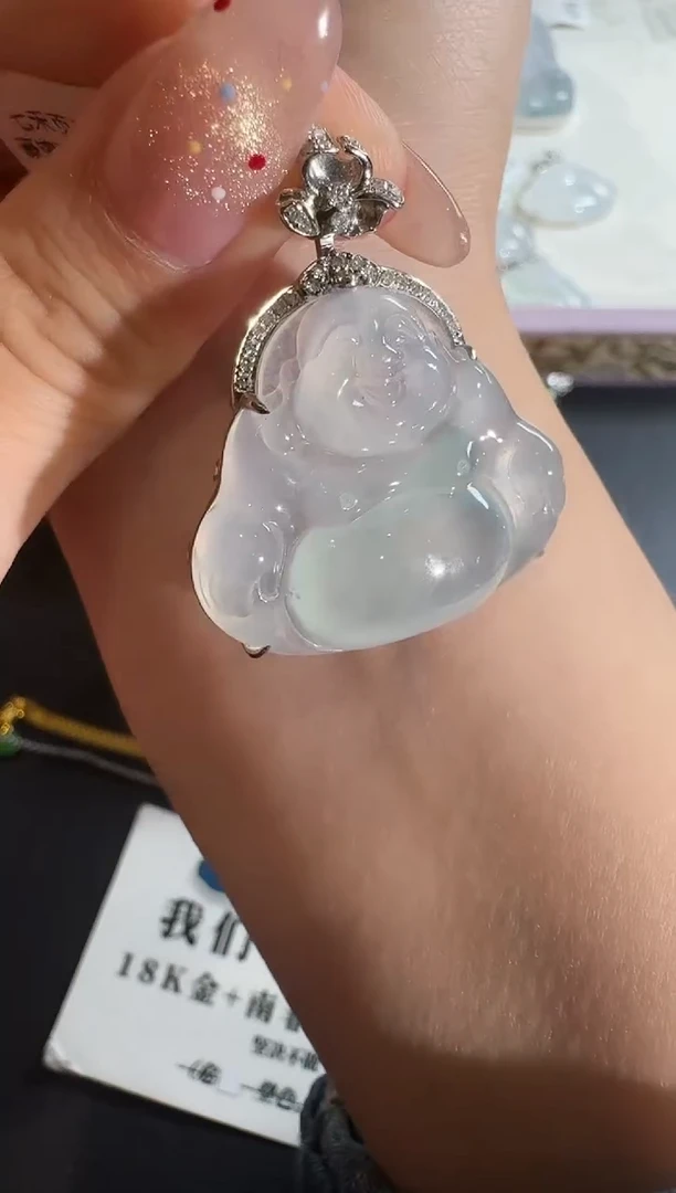 【闪购商品】翡翠吊坠(不含链)18K金镶嵌【源头工厂】钻石镶嵌