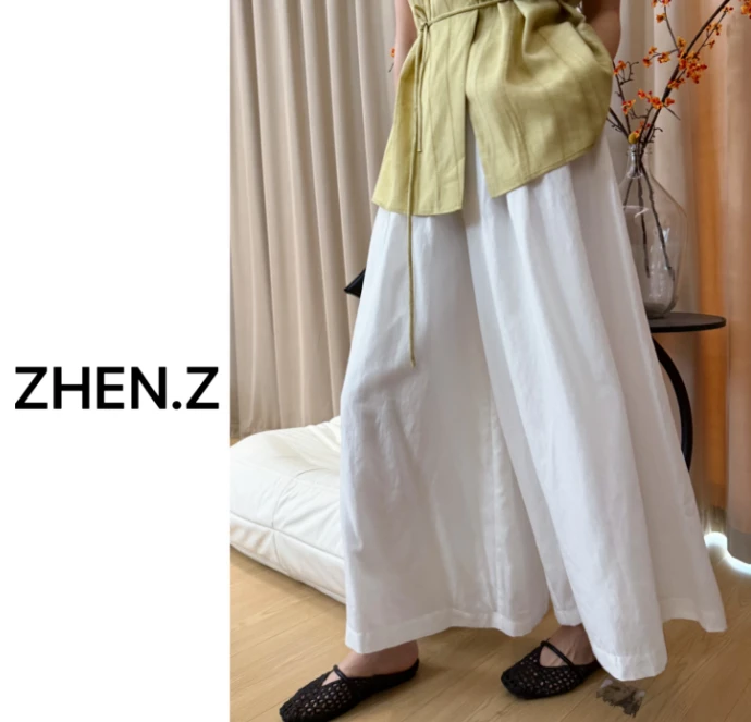 (懒人裙裤)高级感显瘦裙裤女夏薄款2025新款高腰慵懒风阔腿裤