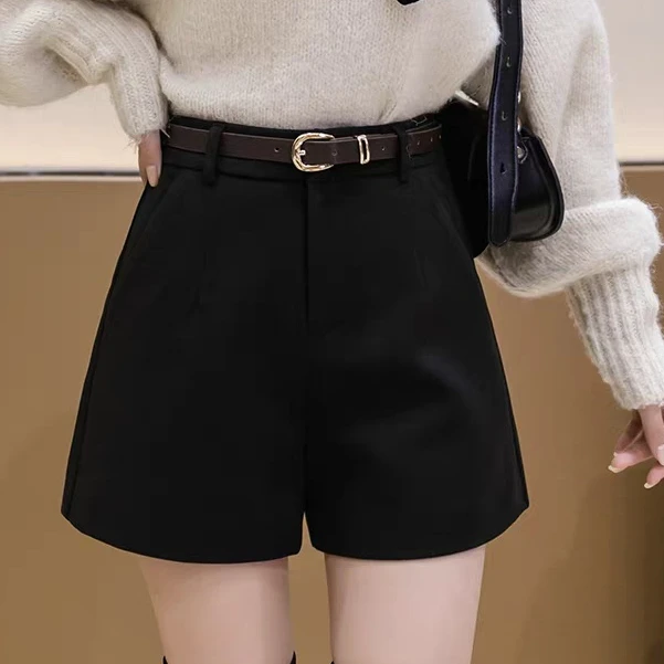 外穿秋冬毛呢短裤女2025新款ins显瘦高腰短裤女款爆款2025新款