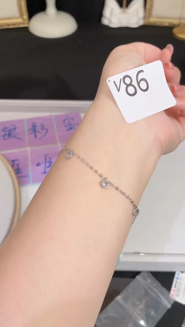 银S925镶嵌手链海蓝宝石多样性发一V