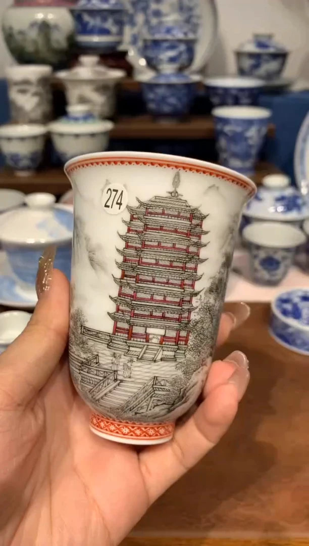 【闪购商品】摆件274墨彩楼阁的大铃铛杯