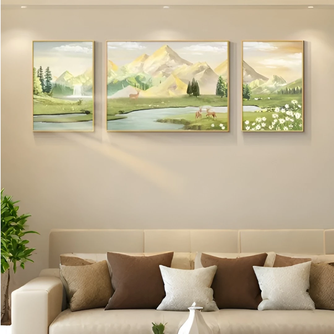 现代客厅高级感装饰画三联抽象画沙发背景墙挂画6080