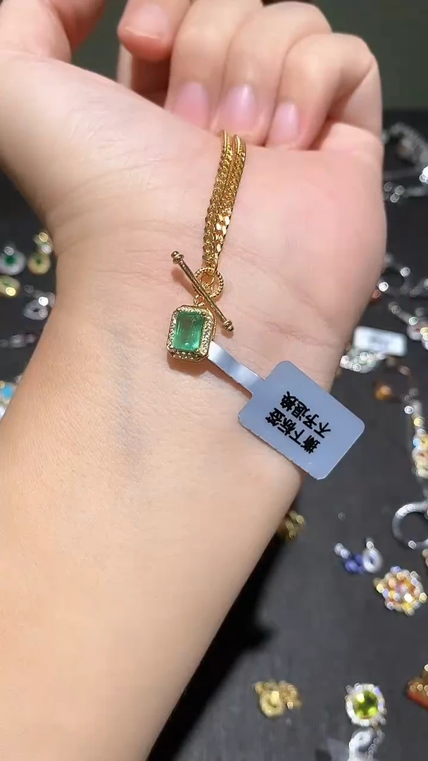 颈饰银S925镶嵌祖母绿项链