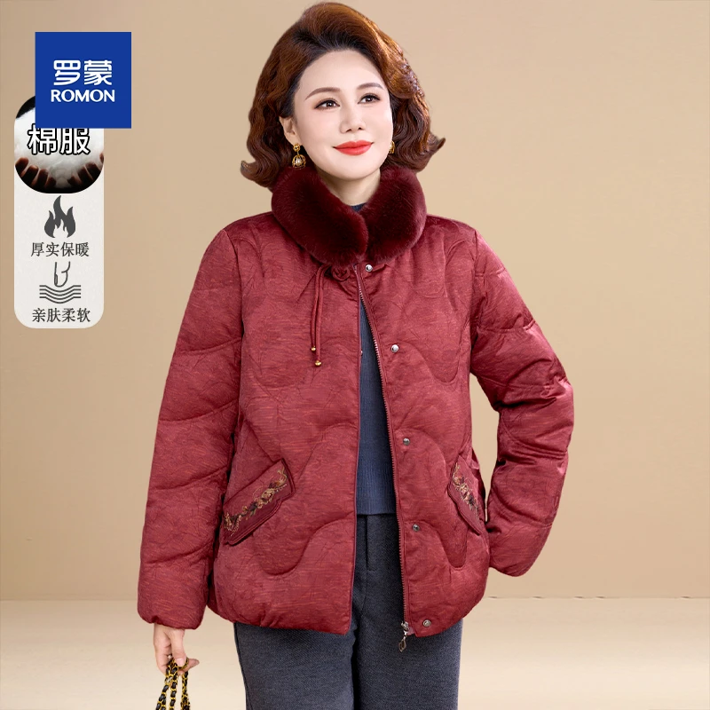 新中式妈妈冬装棉服国风棉袄洋气中老年人冬季加绒加厚棉衣外套女