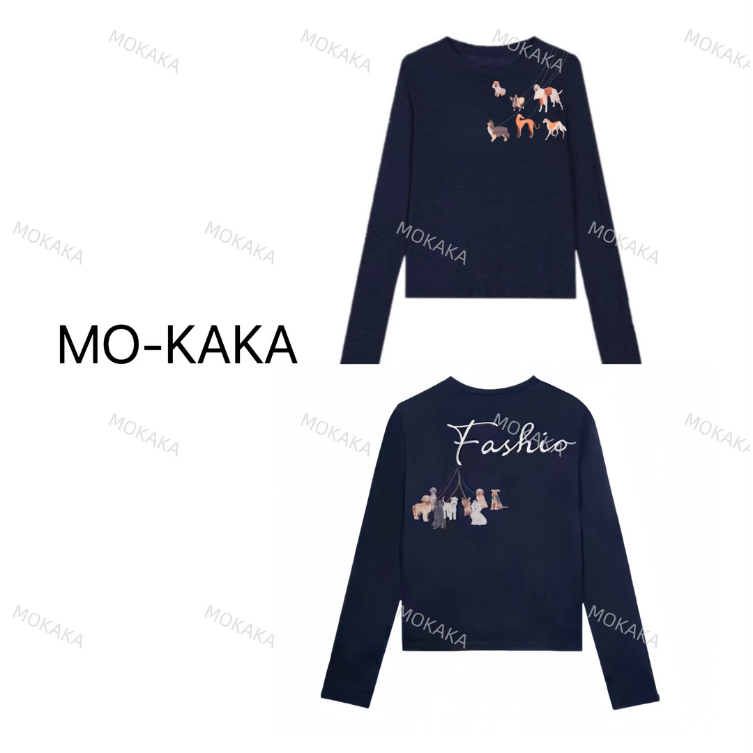 【牵线小狗】2025秋季薄款莱赛尔天丝AB面透气减龄显瘦T恤女