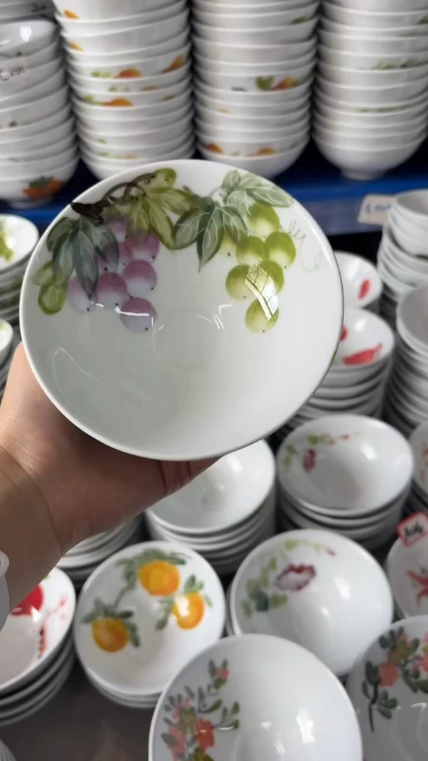 瓷片景德镇陶瓷食品级手绘釉中彩-斗笠碗